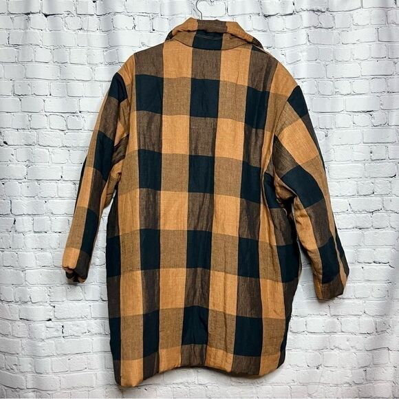 NEW Mara Hoffman checkered plaid linen double breasted puffer jacket size 3X - Picture 10 of 10